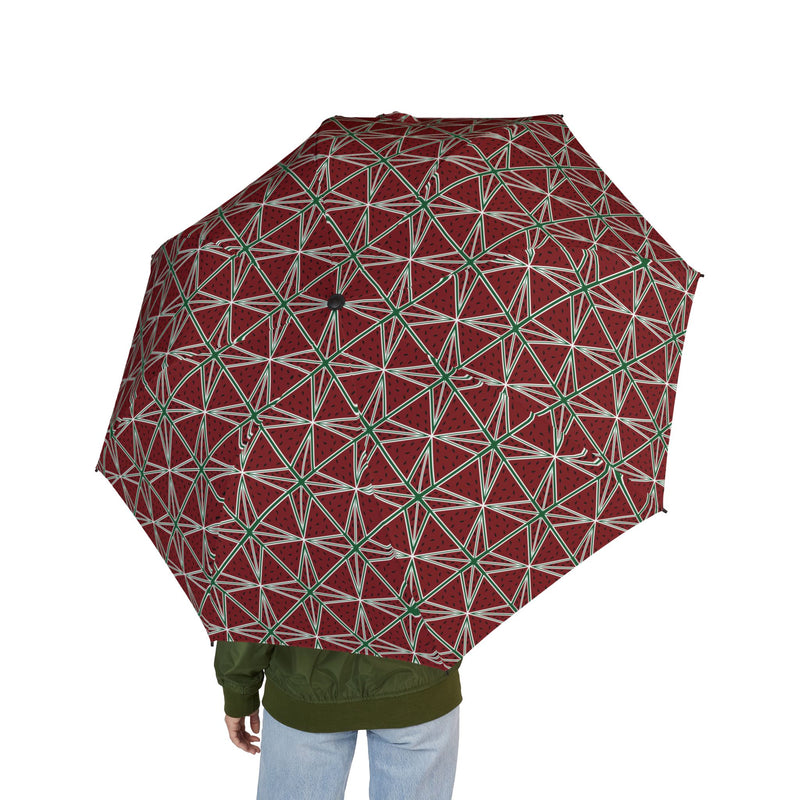 Break A Watermelon Umbrella —  Compact Geometric Pattern, Semi-Automatic Travel Umbrella