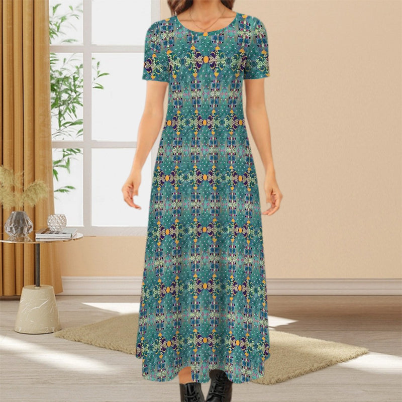 Aqua De Luna Crew Neck Short Sleeve Maxi Dress