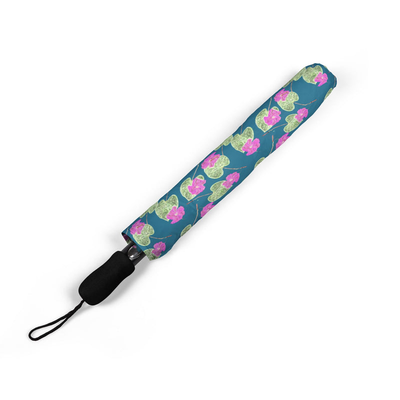 High John, Hey! Foldable Umbrella - Compact Semi-Automatic Rain Parasol with Colorful Petal Print