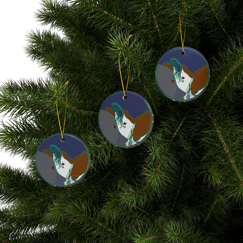 Full Moon Rising Ceramic Ornament | Black Lunar Decor