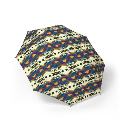 Spider Granma's Love Village Foldable Umbrella — Colorful Geometric Semi-Automatic Compact Rain Umbrella