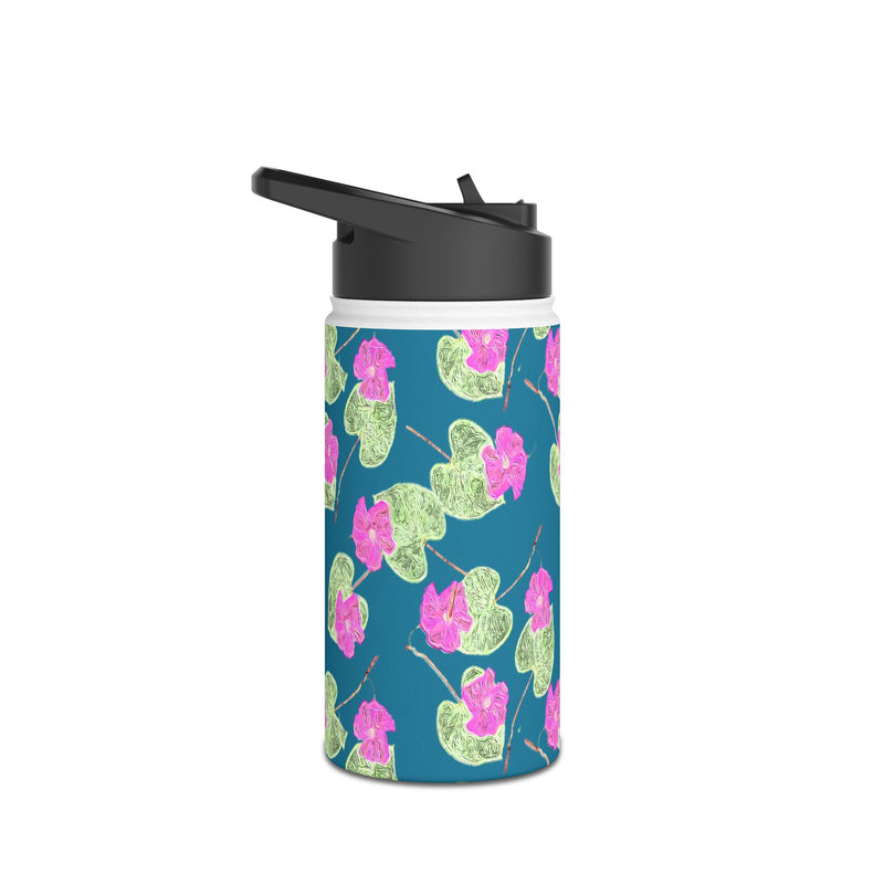High John, Hey! Slender Water Bottle — Pink Flower Pattern Stainless Steel Bottle