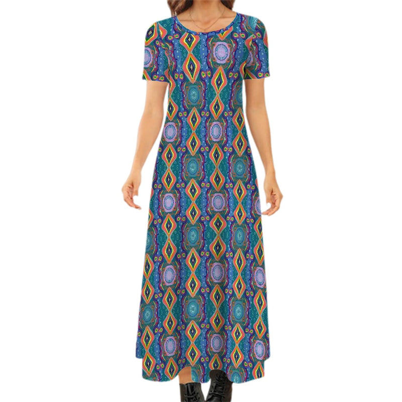 Bona Mod Short Sleeve Maxi Dress