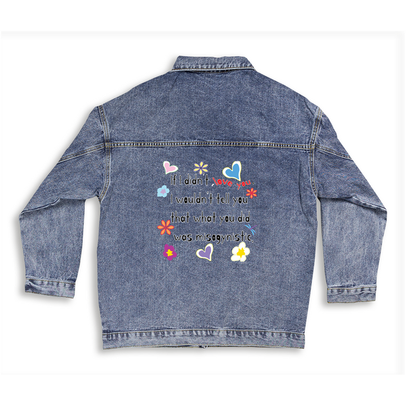 Love Wins (Anti-Misogyny) Denim Jacket | Queer Art & Black Pride