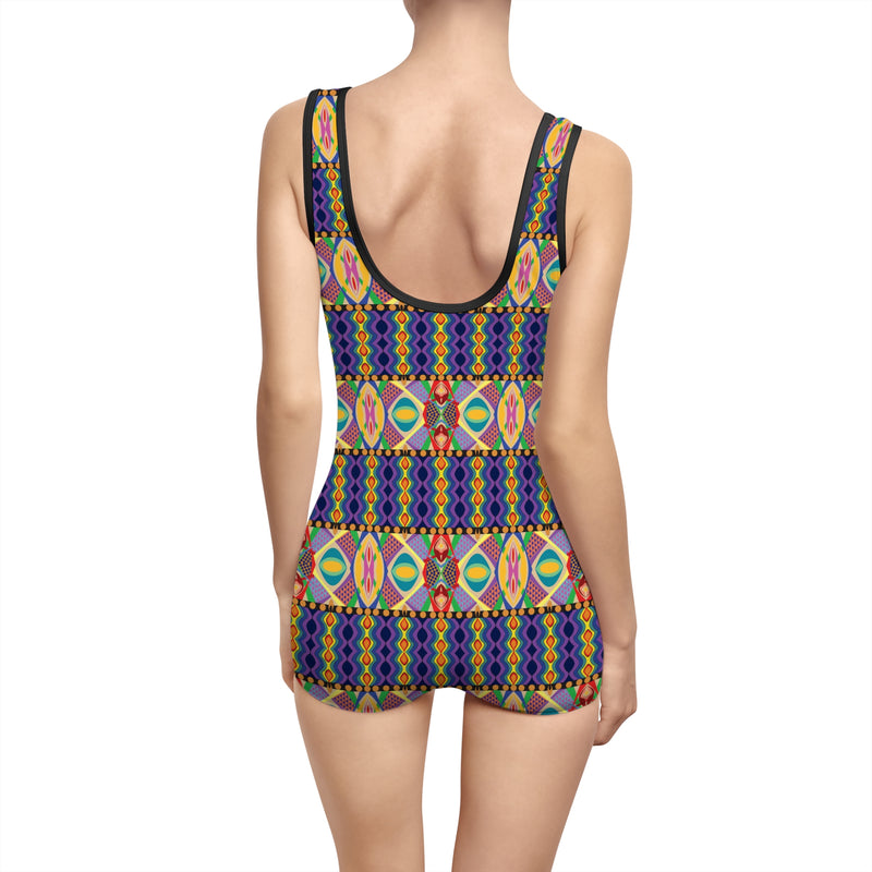 Pride Ain't Playin Gender Neutral Swimsuit — Retro Colorful Afrocentric Pattern