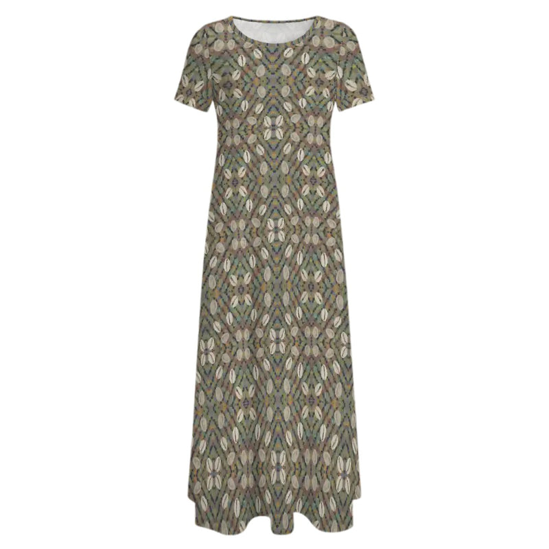Open & Shut Crew Neck Short Sleeve Maxi Dress