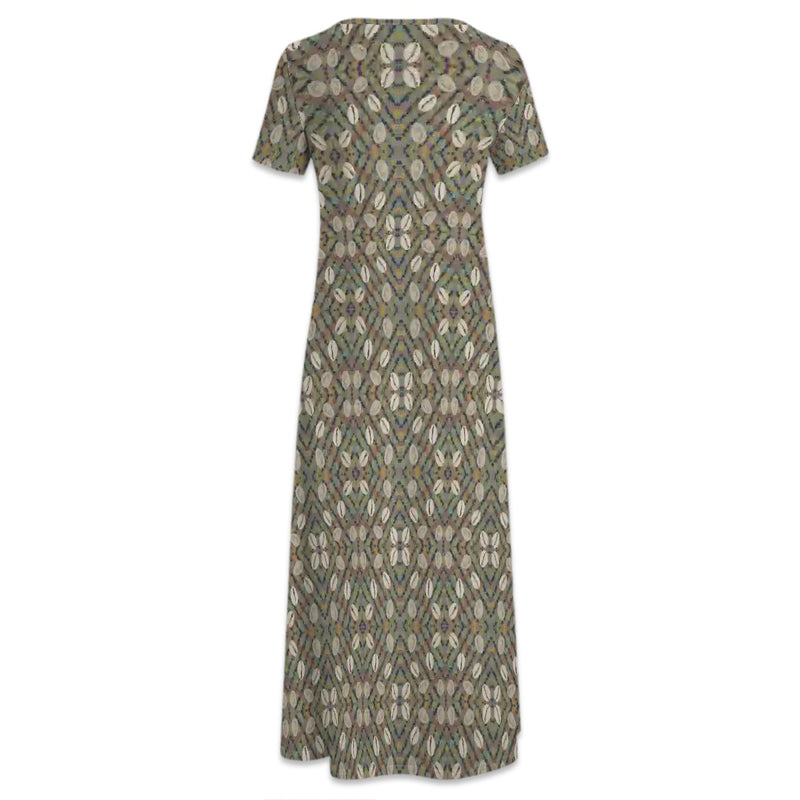 Open & Shut Crew Neck Short Sleeve Maxi Dress