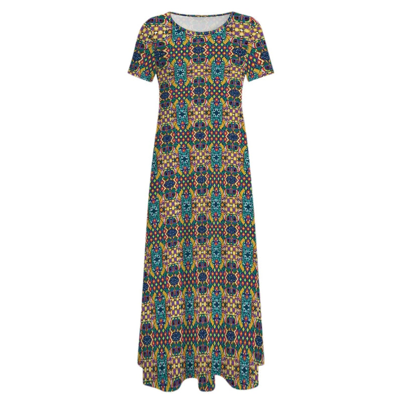 Chaos Iz Liberation Crew Neck Short Sleeve Maxi Dress