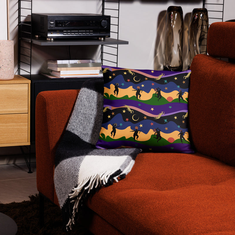 Autumn Dancers Throw Pillow | Black Joy & Queer Art