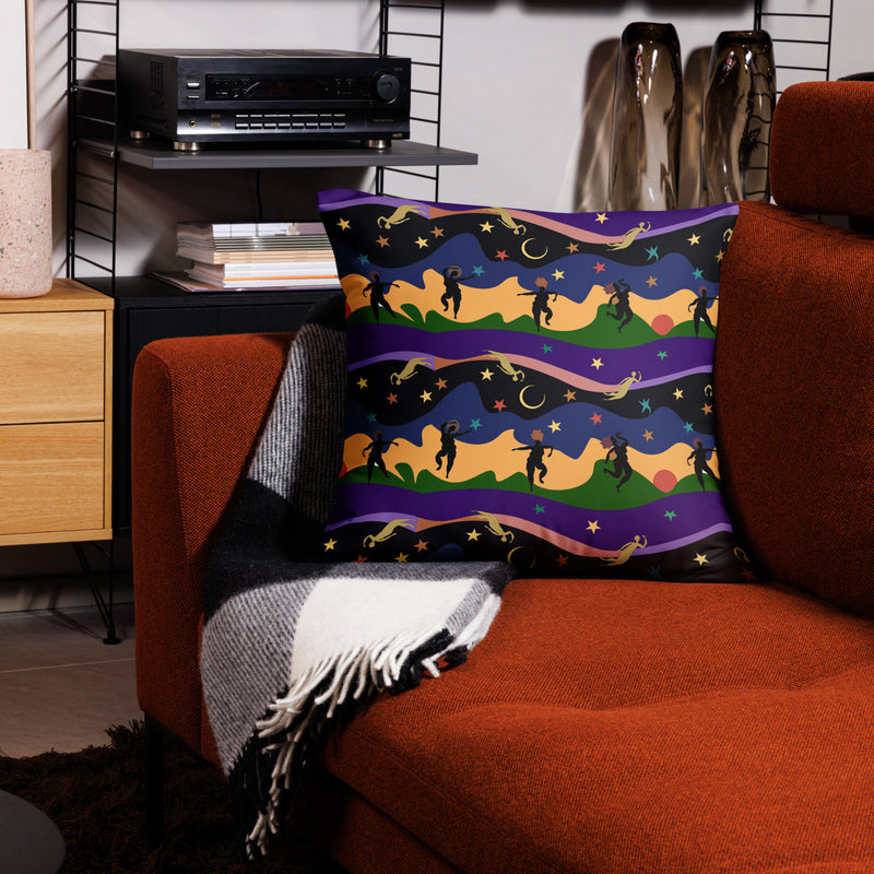Autumn Dancers Throw Pillow | Black Joy & Queer Art