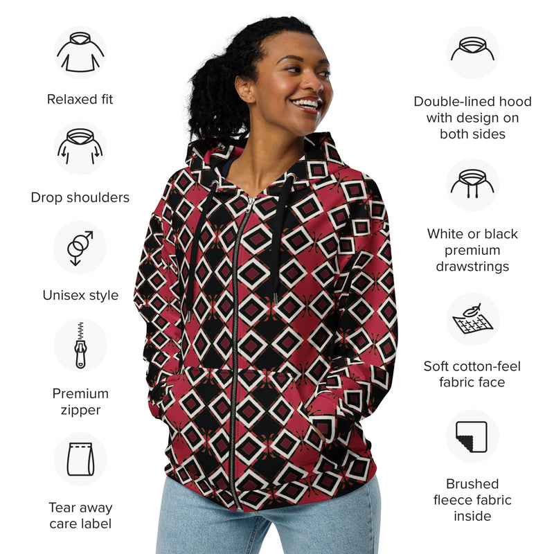 Garabato Pathways Zip Hoodie | Afrocentric & Queer Art