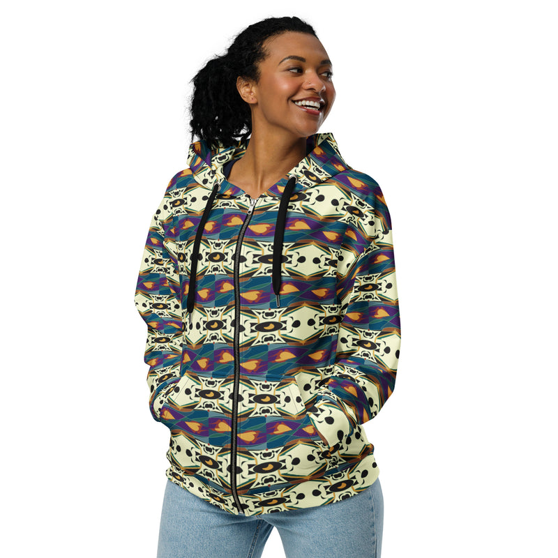 Spider Granma's Love Village Zip Hoodie | Afrocentric & Queer Art