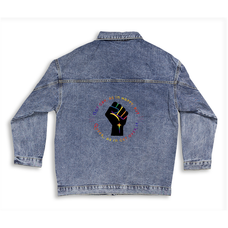 Not Queer As In Happy Denim Jacket | Queer Art & Pride