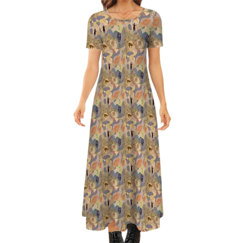Cave Dreams Crew Neck Short Sleeve Maxi Dress