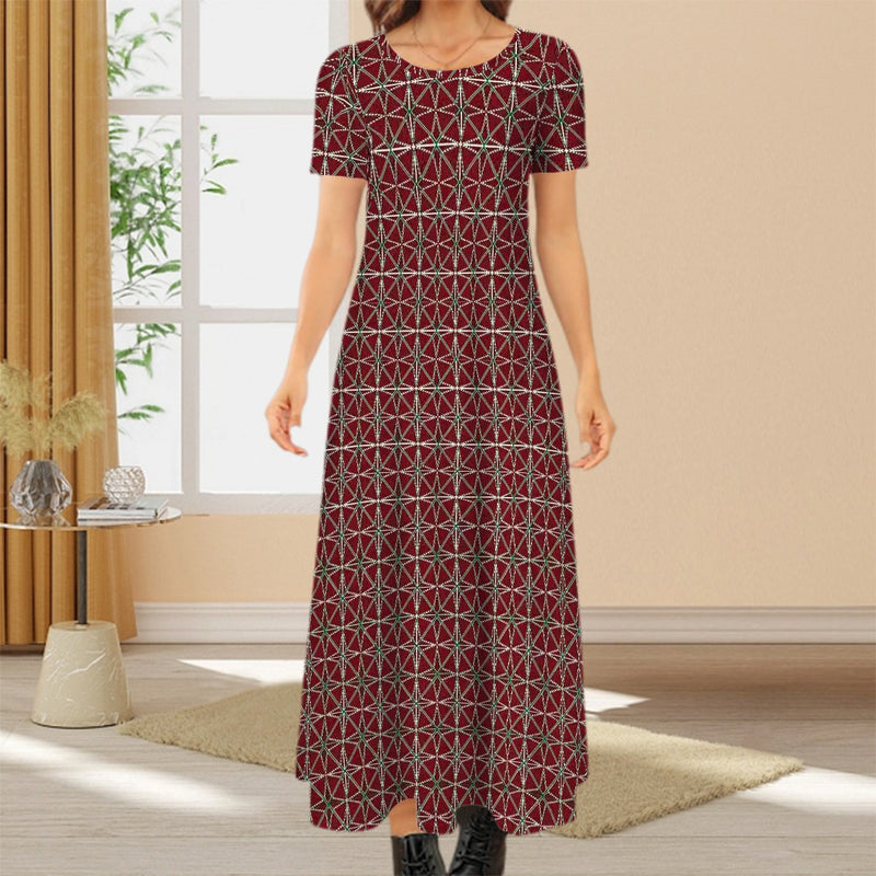 Break A Watermelon  Crew Neck Short Sleeve Maxi Dress