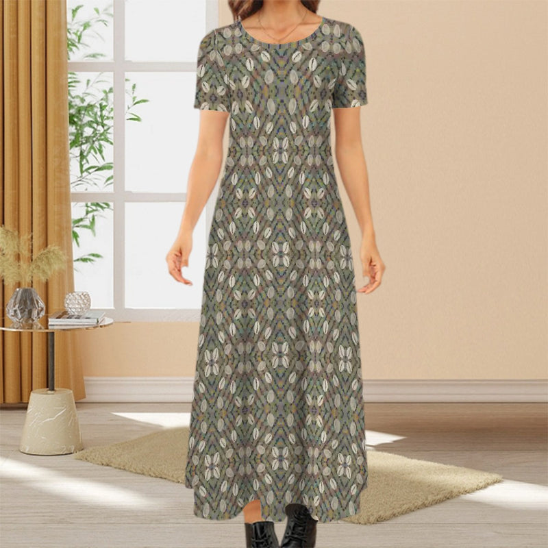 Open & Shut Crew Neck Short Sleeve Maxi Dress