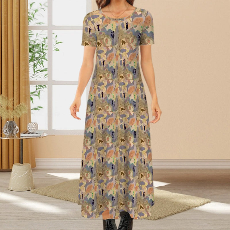 Cave Dreams Crew Neck Short Sleeve Maxi Dress
