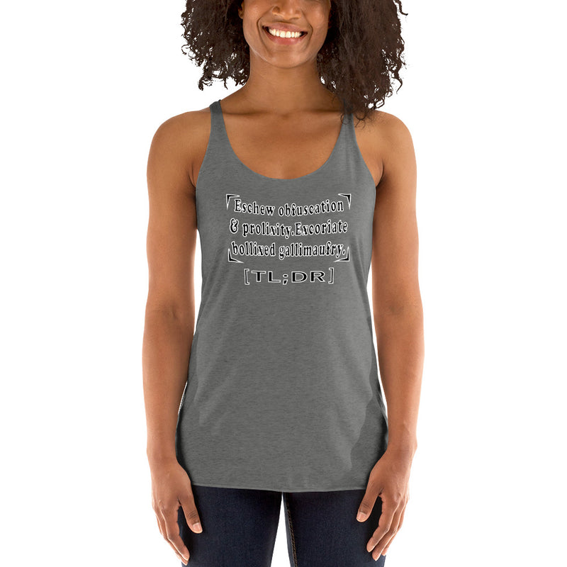 [TL;DR] Racerback Tank Top | Queer Humor Apparel