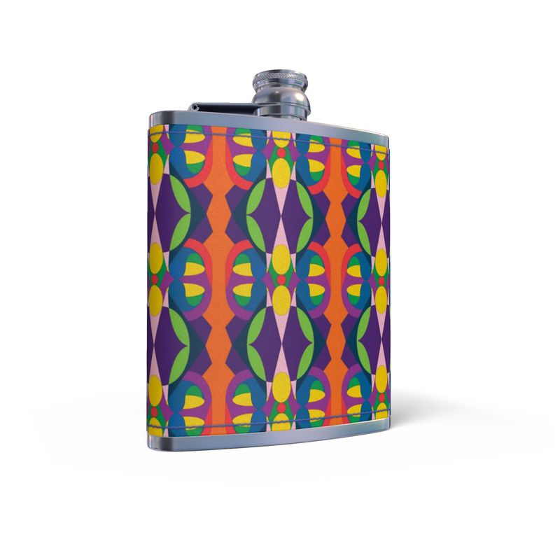 Carnival Butterfly Baby Leather Wrapped Hip Flask | Black Queer Art