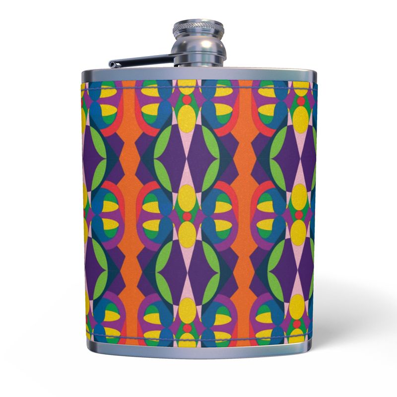 Carnival Butterfly Baby Leather Wrapped Hip Flask | Black Queer Art
