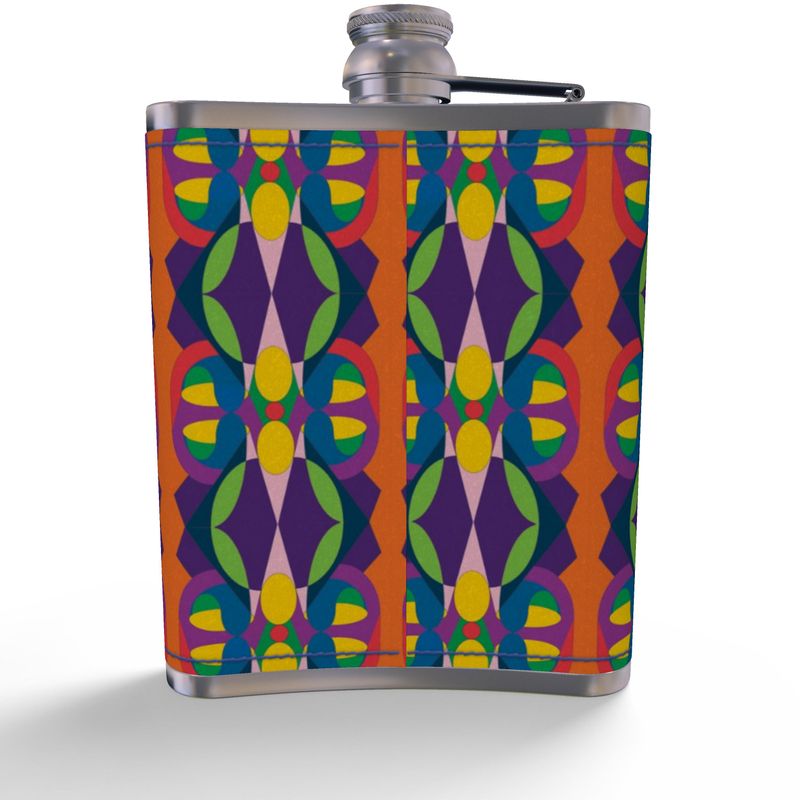 Carnival Butterfly Baby Leather Wrapped Hip Flask | Black Queer Art