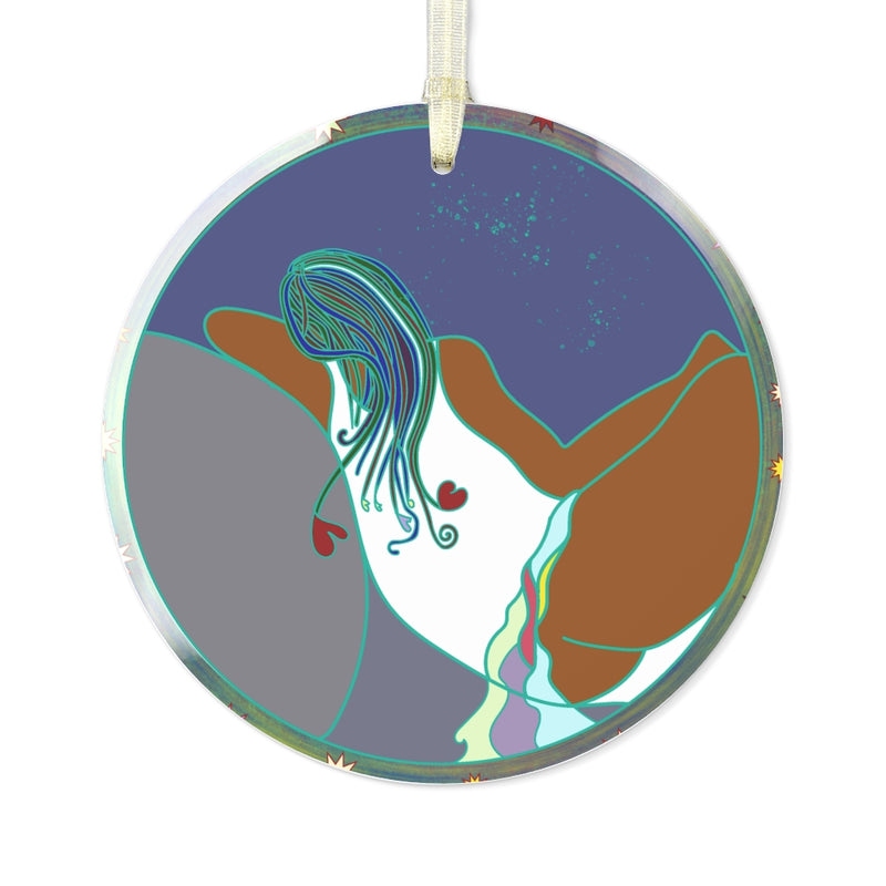 Full Moon Rising Glass Ornament | Black Spiritual Decor