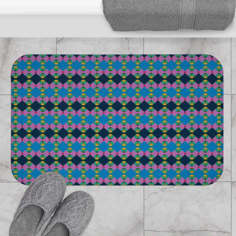 Rainbow Lotus Star Shield Bath Mat | Queer Pride Decor
