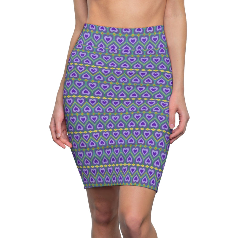 Lavender Love All Over Print Pencil Skirt | Queer Art