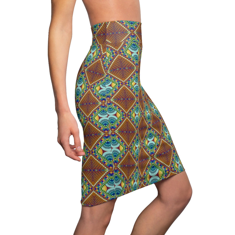 Portals & Time Pools All Over Print Pencil Skirt | Afrocentric Queer Art