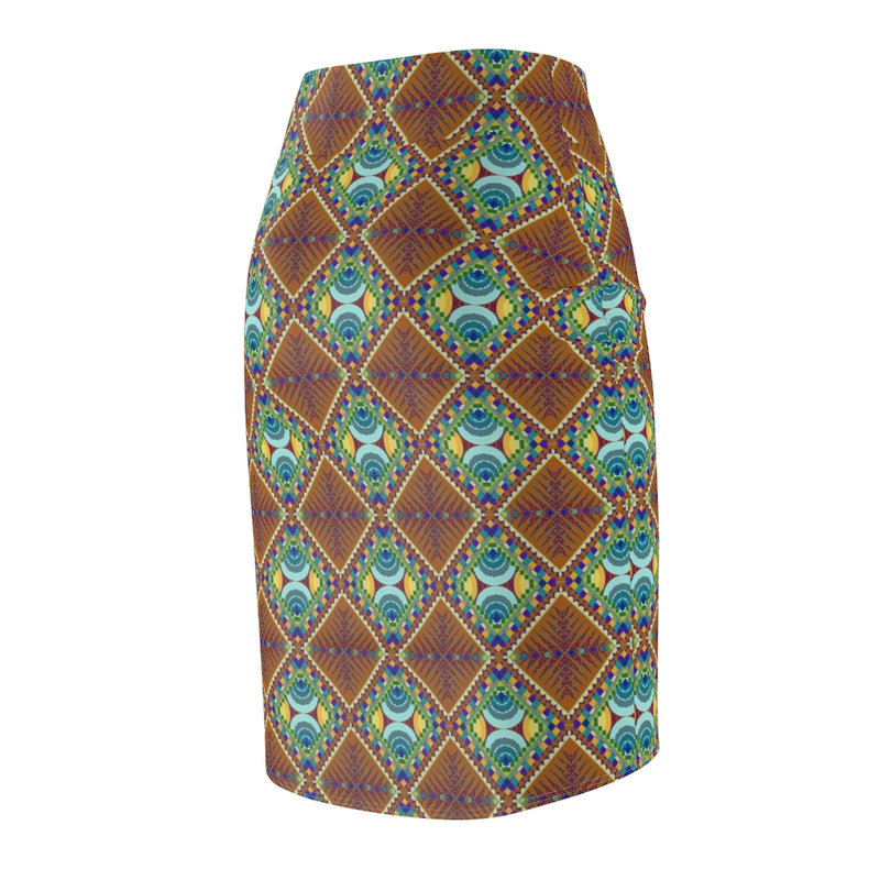Portals & Time Pools All Over Print Pencil Skirt | Afrocentric Queer Art