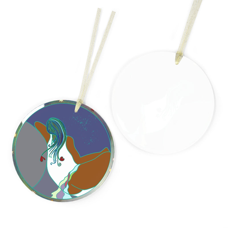 Full Moon Rising Glass Ornament | Black Spiritual Decor