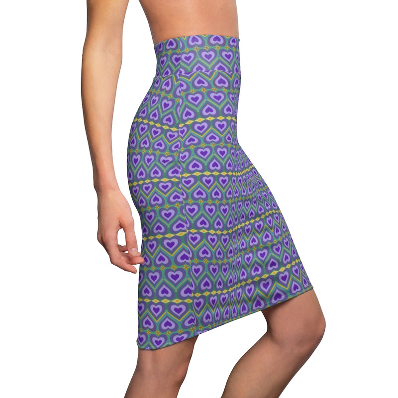 Lavender Love All Over Print Pencil Skirt | Queer Art