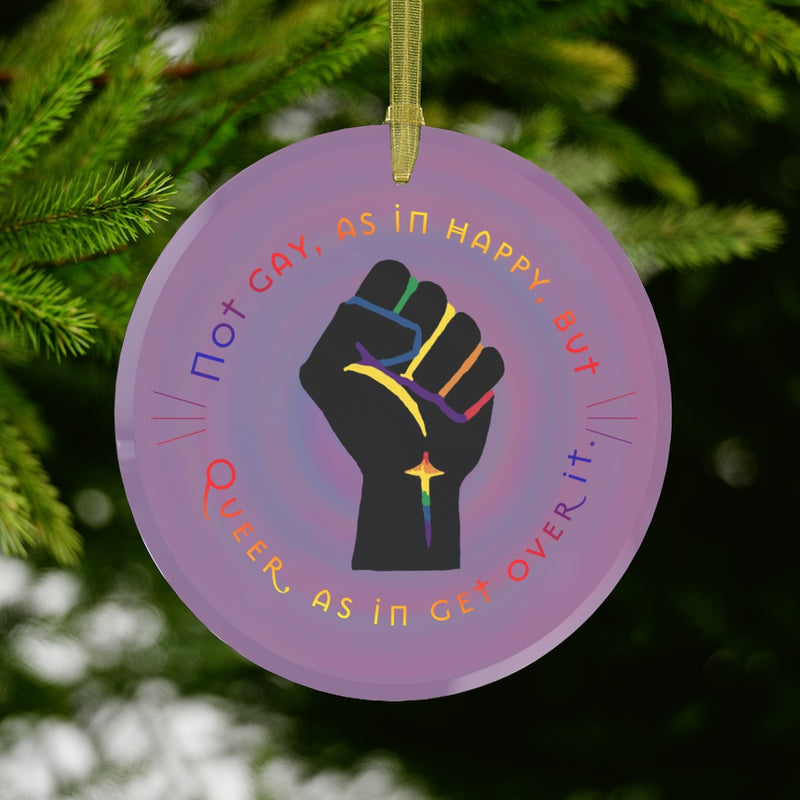 Get Used To It Glass Ornament | Queer Pride Decor