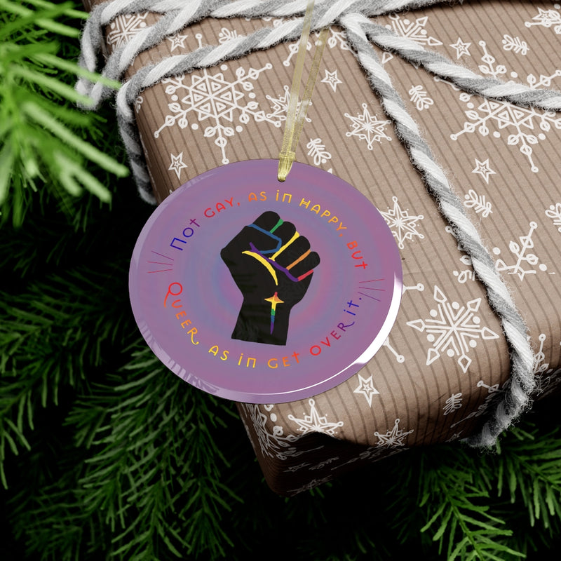 Get Used To It Glass Ornament | Queer Pride Decor