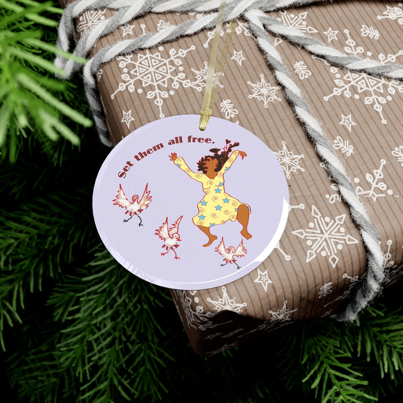 Set Em All Free Glass Ornament | Black Liberation Decor