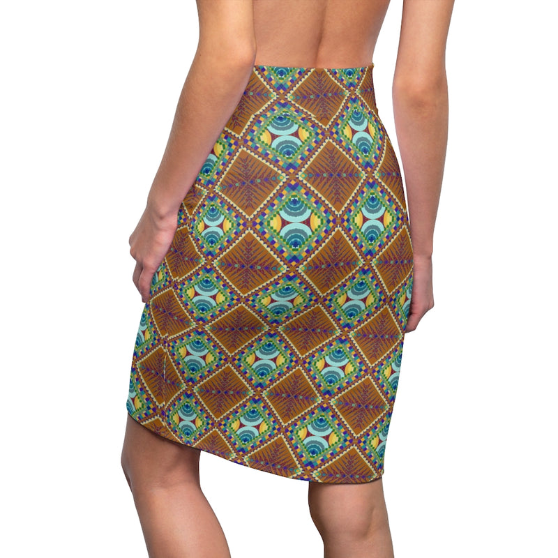 Portals & Time Pools All Over Print Pencil Skirt | Afrocentric Queer Art