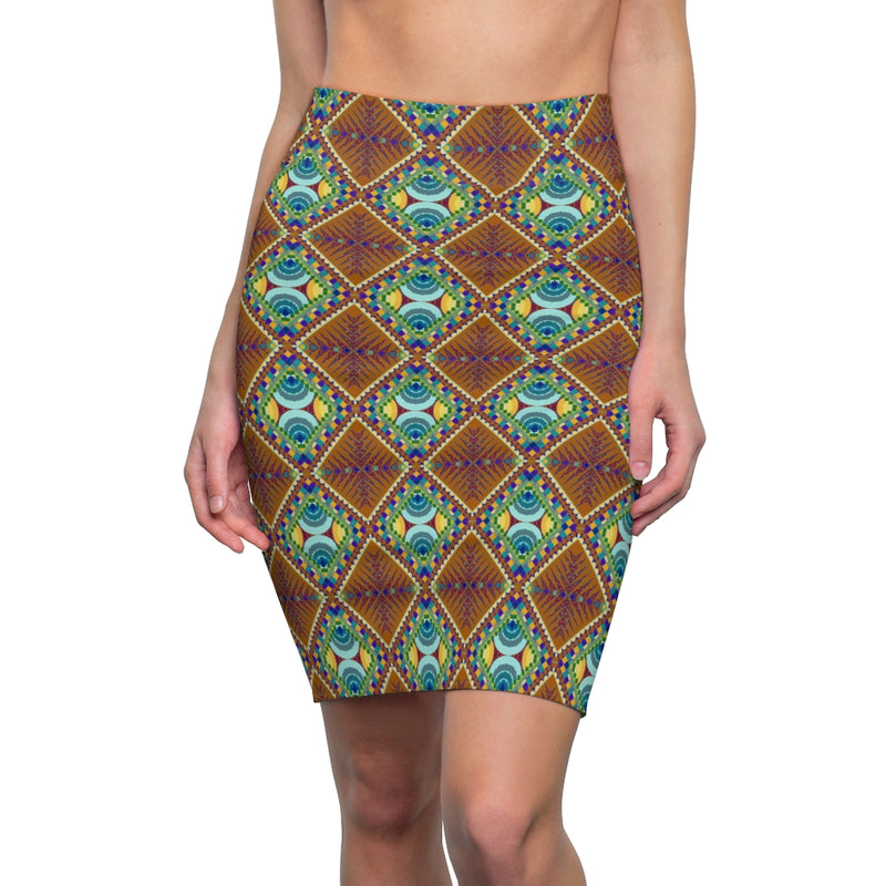 Portals & Time Pools All Over Print Pencil Skirt | Afrocentric Queer Art