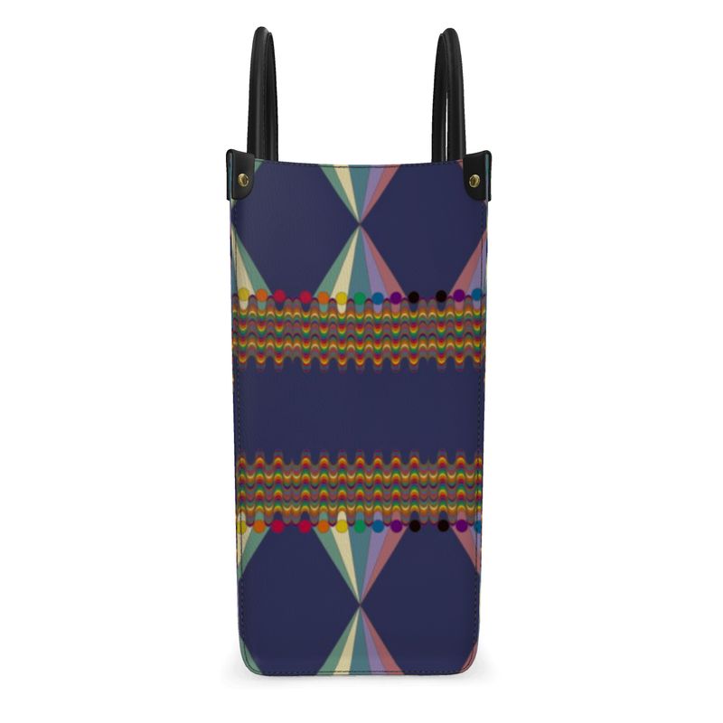 Vibing On The Wavelength Leather Shopper Bag | Queer Art & Black Pride