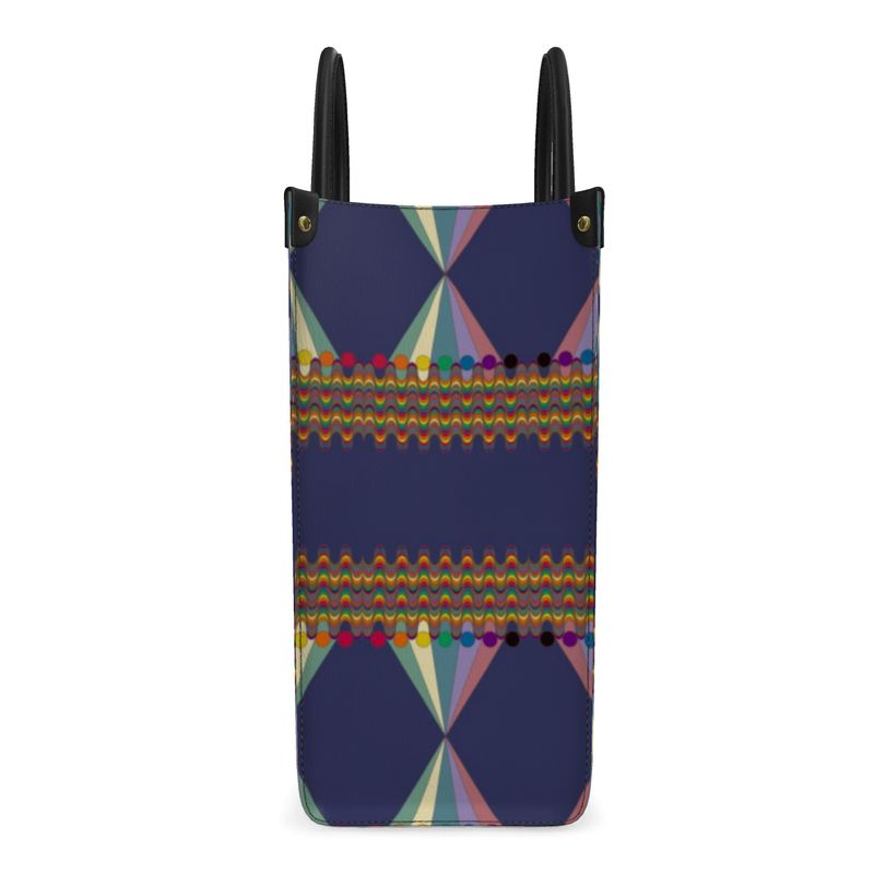 Vibing On The Wavelength Leather Shopper Bag | Queer Art & Black Pride