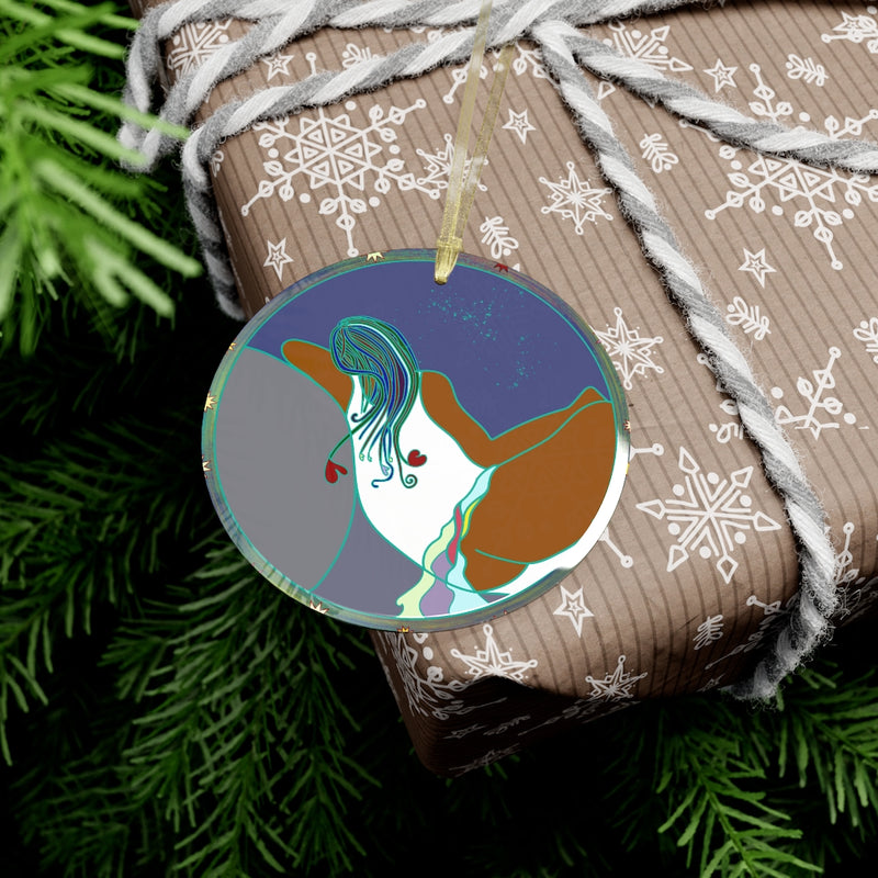 Full Moon Rising Glass Ornament | Black Spiritual Decor