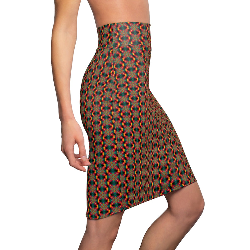 Spiritual Science All Over Print Pencil Skirt | Black Spiritual Art