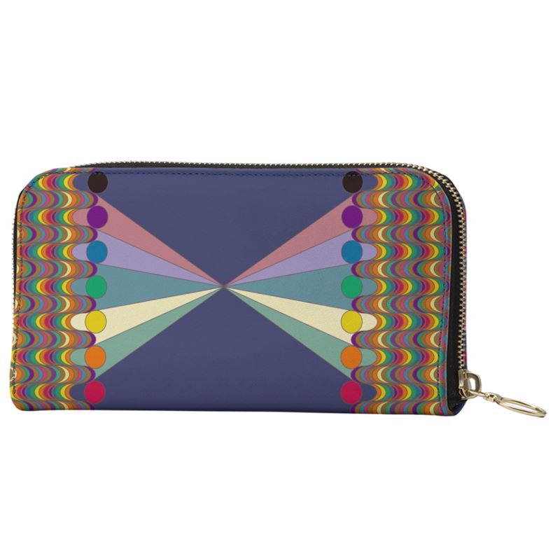 Vibing On The Wavelength Leather Zip Purse | Queer Art