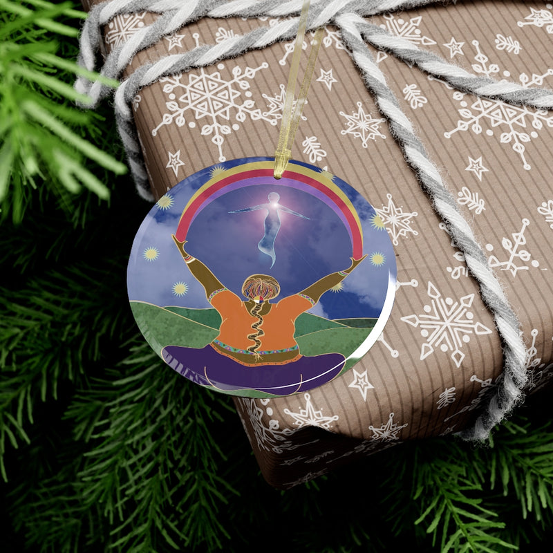 She Welcomes Her Highest Self Glass Ornament | Queer Art