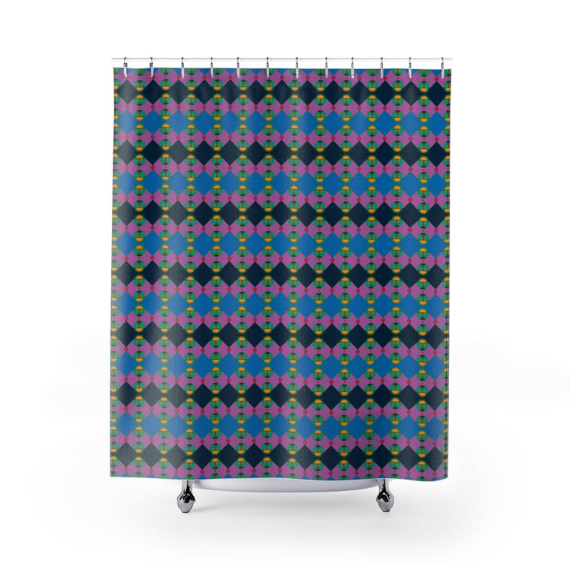 Rainbow Lotus Star Shield Shower Curtain | Queer Art