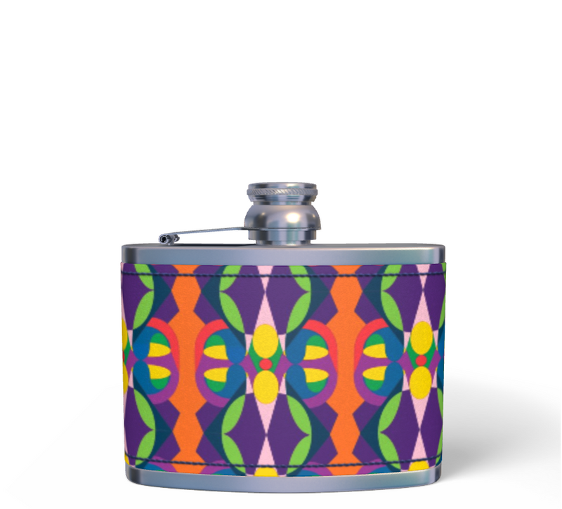 Carnival Butterfly Baby Leather Wrapped Hip Flask | Black Queer Art