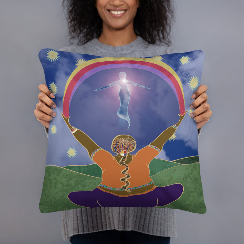 She Welcomes Her Highest Self Throw Pillow | Black Queer Art