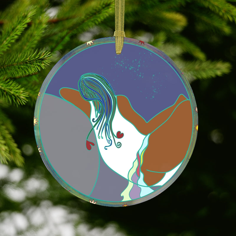 Full Moon Rising Glass Ornament | Black Spiritual Decor