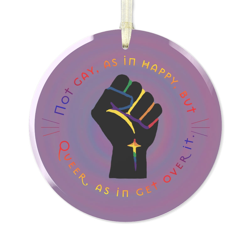 Get Used To It Glass Ornament | Queer Pride Decor