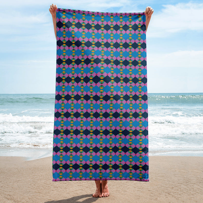 Rainbow Lotus Star Shield Bath Sheet | Queer Art & Black Pride Decor