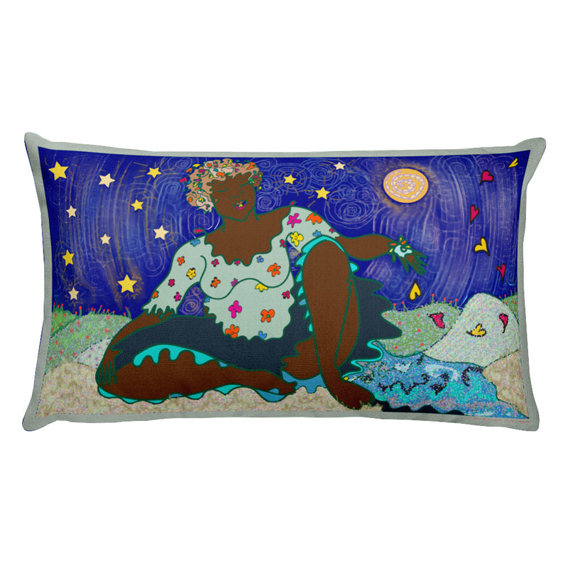 She Waters Love Throw Pillow | Black Queer Art